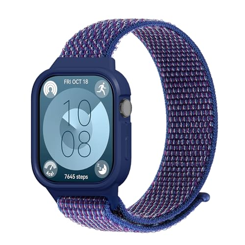 NewJourney Verstellbare Nylon Armband Kompatibel mit Huawei Watch Fit 3 Sport Ersatzarmband elastisch Uhrenarmband Strap Zubehör mit Hülle für Damen Herren Huawei Watch Fit 3 Armbänder von NewJourney