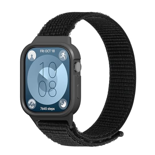 NewJourney Verstellbare Nylon Armband Kompatibel mit Huawei Watch Fit 4/Fit 4 Pro/Fit 3 Sport Ersatzarmband elastisch Uhrenarmband Strap Zubehör mit Hülle für Huawei Watch Fit 4/Fit 4 Pro/Fit 3 von NewJourney