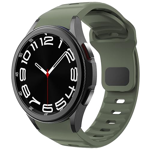 Robuste No Gap Armband - Kompatibel mit Samsung Galaxy Watch 7/6/5/4 Armband 44mm 40mm/ 6 Classic 47mm 43mm/ 5 Pro 45mm/ 4 Classic 46mm 42mm, verstellbares Silikon Ersatzarmband (Armeegrün) von NewJourney