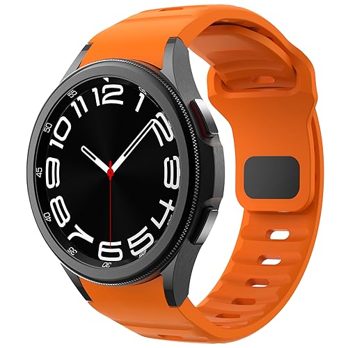 Robuste No Gap Armband - Kompatibel mit Samsung Galaxy Watch 7/6/5/4 Armband 44mm 40mm/ 6 Classic 47mm 43mm/ 5 Pro 45mm/ 4 Classic 46mm 42mm, verstellbares Silikon Ersatzarmband (Orange) von NewJourney