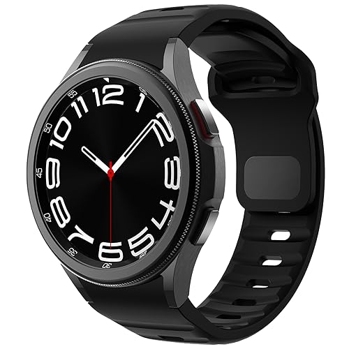 Robuste No Gap Armband - Kompatibel mit Samsung Galaxy Watch 7/6/5/4 Armband 44mm 40mm/ 6 Classic 47mm 43mm/ 5 Pro 45mm/ 4 Classic 46mm 42mm, verstellbares Silikon Ersatzarmband (Schwarz) von NewJourney