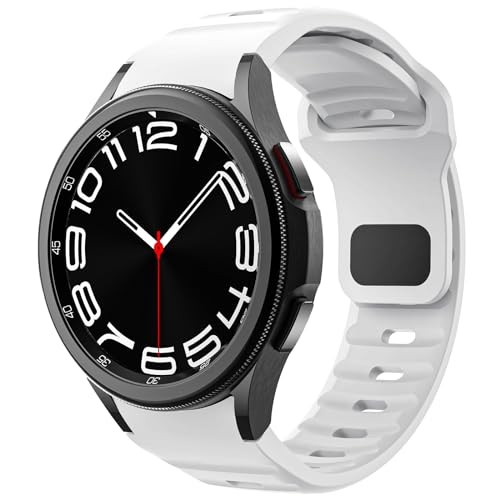 Robuste No Gap Armband - Kompatibel mit Samsung Galaxy Watch 7/6/5/4 Armband 44mm 40mm/ 6 Classic 47mm 43mm/ 5 Pro 45mm/ 4 Classic 46mm 42mm, verstellbares Silikon Ersatzarmband (Weiß) von NewJourney