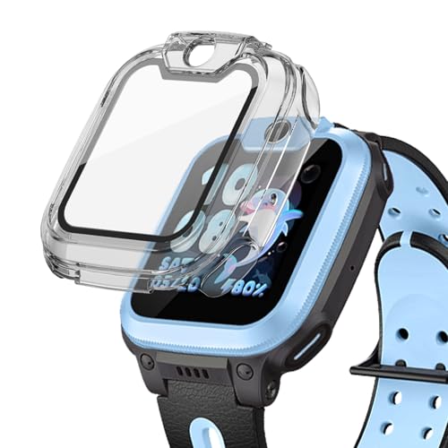 Schutzhülle mit Panzerglas für Imoo Watch Phone Z1, Hartplastik-Hülle + Gehärtete Schutzfolie 2 in 1 für Z1 SmartWatch（Transparent） von NewJourney