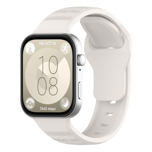 Silikon Armband Kompatibel mit Huawei Watch Fit 4/Fit 4 Pro/Fit 3 Atmungsaktiv Wasserdicht Verstellbar Sport Ersatzarmband Weich Silikon Uhrenarmband für Damen und Herren（Sternenlicht） von NewJourney
