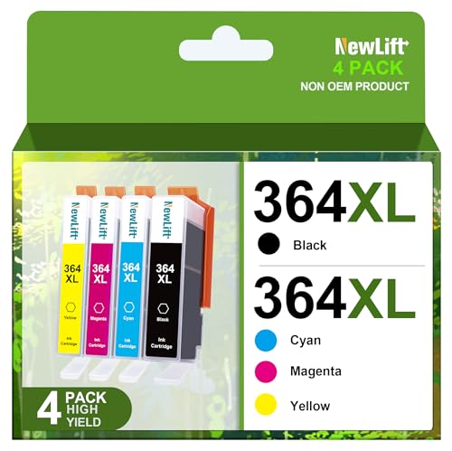 Newlift 364XL Multipack Druckerpatronen Kompatibel für HP 364 XL Tintenpatronen Deskjet 3070A 3520 3524 3522 officejet 4620 4622 4610 Photosmart 5510 6510 5515 5520 5524 7510 7520 (4er-Pack) von NewLift