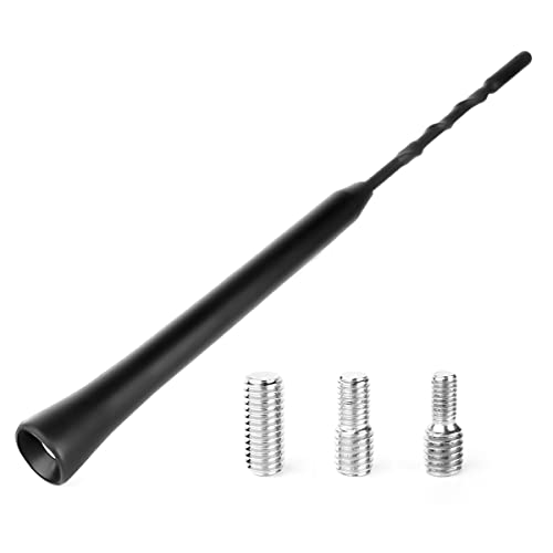 NewTH Universal Autoantenne AM/FM/DAB Autoantenne Ersatz 9 Zoll Autoradio Ersatz Stubby Antenne Auto Dachantenne Mast Kit mit starken Empfangsfunktion Schrauben M4 M5 M6 Schwarz von NewTH