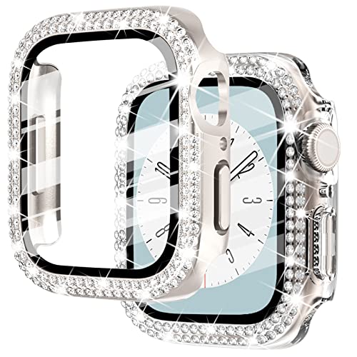 NewWays 2 Stück für Apple Watch Bling Cases Displayschutzfolie 41 mm Serie 7 8 9, Bling Kristall Diamanten Strass Bumper Hard PC Dünn Schutzhülle für iWatch Starlight/Clear NewWays 2 Stück für Apple Watch Bling Cases Displayschutzfolie 41 mm Serie 7 8 9, Bling Kristall Diamanten Strass Bumper Hard PC Dünn Schutzhülle für iWatch Starlight/Clear von NewWays