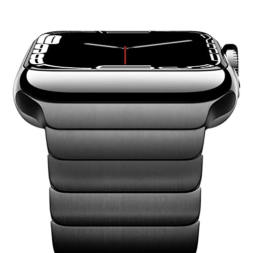 NewWays 38mm 40mm 41mm Kompatibel mit Apple Watch Armband,Edelstahl Gliederarmband Ersatzarmbänder Geeignet für iWatch Series 9/8/7/6/5/4/3/2/1/SE,Schwarz von NewWays