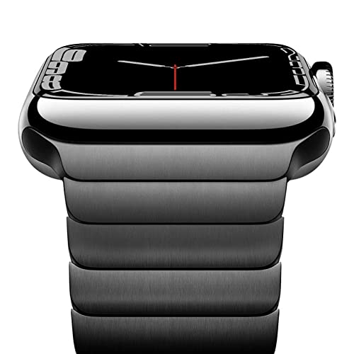 NewWays 49mm 45mm 44mm 42mm Kompatibel mit Apple Watch Armband,Edelstahl Gliederarmband Ersatzarmbänder Geeignet für iWatch Ultra 2/Ultra,Series 9/8/7/6/5/4/3/2/1/SE,Schwarz Grau von NewWays