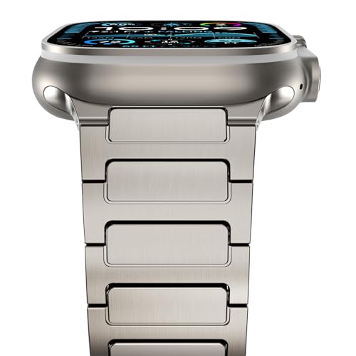NewWays 49mm 46mm 45mm 44mm 42mm(Serie 3 2 1) Kompatibel mit Apple Watch Titan Armband,Grad 2 Titan Metall Ersatzband für iWatch Ultra 2/Ultra,Series 10/9/8/7/6/5/4/3/2/1/SE von NewWays