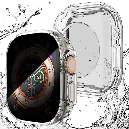 NewWays Anti-Peeping Wasserdicht Gehäuse für Apple Watch Ultra 2/Ultra 49mm,360 Full Schutzhülle Eingebautes gehärtetes Glas für iWatch Ultra 49mm,Klar von NewWays