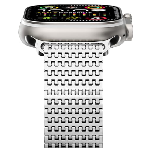 NewWays Milanese Armband Kompatibel mit Apple Watch 41mm 40mm 38mm, Edelstahl Magnetic Metall Ersatzarmband für iWatch Series 9 8 7 6 SE 5 4 3 2 1 Herren Damen,Silber von NewWays