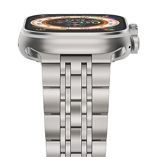 NewWays Kompatibel mit Apple Watch Armband 49mm 46mm 45mm 44mm 42mm(Serie 3 2 1),Metallband Edelstahl Ersatzband für iWatch Ultra 2/Ultra Serie 10 9 8 7 6 5 4 3 2 1 SE,Titan von NewWays