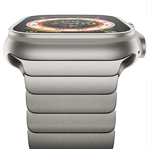 NewWays Kompatibel mit Apple Watch Armband 49mm 45mm 44mm 42mm Ultra 2/Ultra Series 9/8/7//6/5/4/3/2/1/SE,Metall Edelstahl Ersatzarmbänder für iWatch,Titan von NewWays