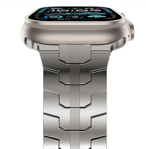 NewWays Kompatibel mit Apple Watch Edelstahl Armband 49mm 46mm 45mm 44mm,Metall Gliederarmband Ersatzarmbänder für iWatch Ultra 2/Ultra Serie 10 9 8 7 6 SE 5 4,Titan von NewWays