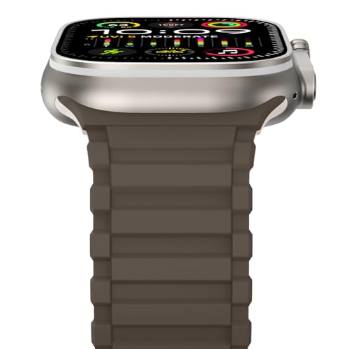 NewWays Magnetbänder Kompatibel mit Apple Watch Armband 49mm 46mm 45mm 44mm 42mm(Serie 3 2 1),Zweifarbig Silikon Armband für iWatch Ultra 2/Ultra Series 10/9/8/7/6/5/4/3/2/1/SE(Dunkelbraun/Kaffeegrau) von NewWays