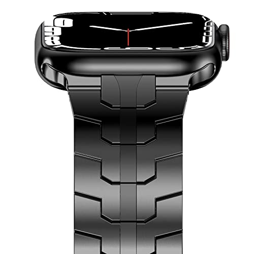 NewWays Metallband Kompatibel mit Apple Watch Armband 38mm 40mm 41mm, Edelstahl Gliederband Ersatzarmbänder für iWatch Series 9 8 7 6 5 4 3 2 1 SE,Schwarz von NewWays