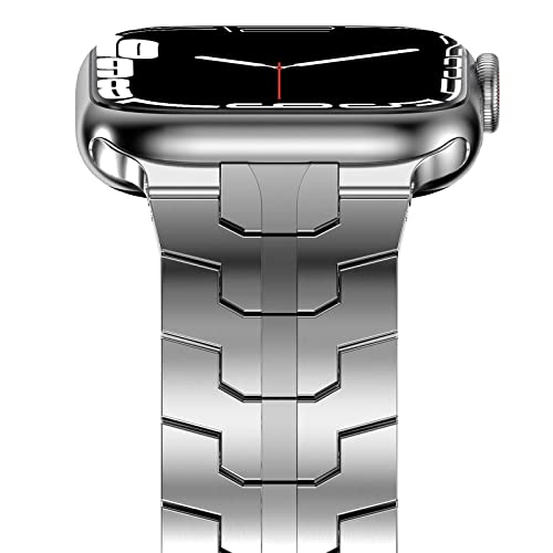 NewWays 42mm(Serie 10) 41mm 40mm 38mm Kompatibel mit Apple Watch Armband,Edelstahl Gliederarmband Ersatzarmbänder Geeignet für iWatch Series 10/9/8/7/6/5/4/3/2/1/SE,Silber von NewWays