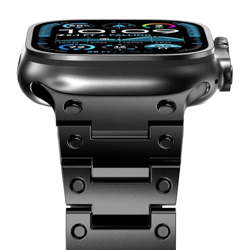 NewWays Metallband Kompatibel mit Apple Watch Armband 42mm(Serie 10) 41mm 40mm 38mm,Edelstahl Gliederband Ersatzarmbänder für iWatch Series 10 9 8 7 6 5 4 3 2 1 SE,Schwarz von NewWays
