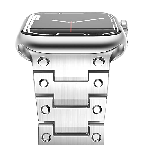 NewWays Metallband Kompatibel mit Apple Watch Armband 38mm 40mm 41mm,Edelstahl Gliederband Ersatzarmbänder für iWatch Series 9 8 7 6 5 4 3 2 1 SE,Silber von NewWays
