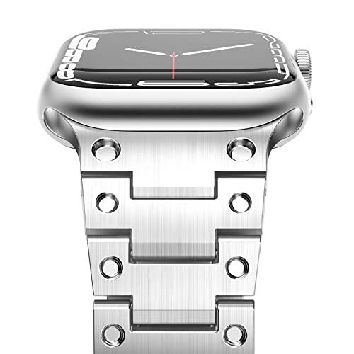 NewWays Metallband Kompatibel mit Apple Watch Armband 42mm(Serie 10) 41mm 40mm 38mm,Edelstahl Gliederband Ersatzarmbänder für iWatch Series 10 9 8 7 6 5 4 3 2 1 SE,Silber von NewWays