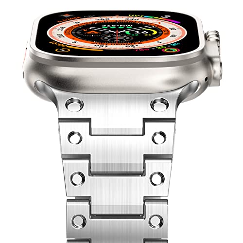 NewWays Metallband Kompatibel mit Apple Watch Armband 49mm 46mm 45mm 44mm 42mm(Serie 1 2 3),Edelstahl Gliederband Ersatzarmbänder für iWatch Ultra 2/Ultra,Series 10 9 8 7 6 5 4 3 2 1 SE,Silber von NewWays