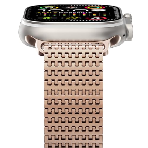 NewWays Milanese Armband Kompatibel mit Apple Watch 42mm(Serie 10) 41mm 40mm 38mm, Edelstahl Magnetic Metall Ersatzarmband für iWatch Series 10 9 8 7 6 SE 5 4 3 2 1 Herren Damen,Roségold von NewWays