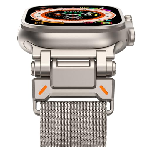 NewWays Milanese Armband Kompatibel mit Apple Watch 49mm 46mm 45mm 44mm 42mm(Serie 3 2 1),Magnetic Metall Edelstahl Ersatzarmband für iWatch Ultra 2/Ultra Series 10 9 8 7 6 SE 5 4 3 2 1,Titan von NewWays