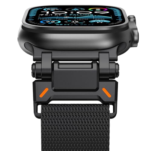 NewWays Milanese Armband Kompatibel mit Apple Watch 49mm 46mm 45mm 44mm 42mm(Serie 3 2 1),Magnetic Metall Edelstahl Ersatzarmband für iWatch Ultra 2/Ultra Series 10 9 8 7 6 SE 5 4 3 2 1,Schwarz von NewWays