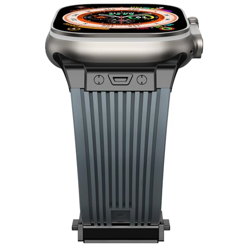 NewWays Silikon Armband kompatibel mit Apple Watch 49mm 46mm 45mm 44mm 42mm(Serie 3 2 1),Sports Ersatzarmband für iWatch Ultra 2/Ultra Series 10 9 8 7 6 5 4 3 2 1 SE Herren Damen,Grau/Schwarz Stecker von NewWays