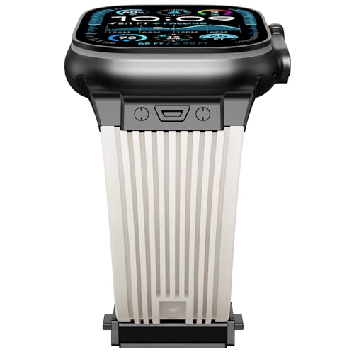 NewWays Silikon Armband kompatibel mit Apple Watch 49mm 46mm 45mm 44mm 42mm(Serie 3 2 1), Sports Ersatzarmband für iWatch Ultra 2/Ultra Series 10 9 8 7 6 5 4 3 2 1 SE,Polarstern/Schwarz Stecker von NewWays