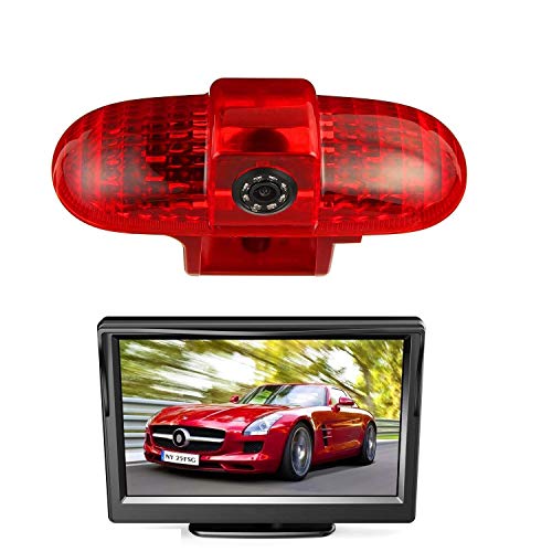 HD 720p Dachkante Einparkhilfe Rückfahrkamera integriert in 3. Bremsleuchte Kamera für Renault Trafic, Opel Vivaro, FIAT Talento, Nissan Primastar+5.0" Zoll DVD Monitor TFT Bildschirm LKW KFZ LCD von Newbee_EU_STORE