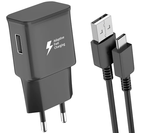 Schnellladegerät mit Ladekabel USB C für Samsung Galaxy S10 5g S10e 10+ S9 S8 Plus A71 A70 A52 A51 A50 A40 A32 A31 A22 A20 A13 A12 M51 M13 Original EP-TA200 Typ-C Adaptive Fast Charging, Schwarz von Newding