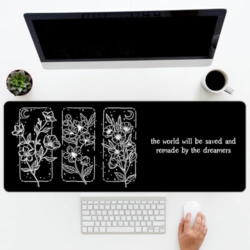 Bookish Ästhetische Mauspads, florales Schreibtischunterlage, großes schwarz-weißes Mauspad, Buchliebhaber, Computer-Schreibtischmatte, Buchliebhaber, erweitertes XXL-Gaming-Mauspad, Buchgeschenke für von Newdv