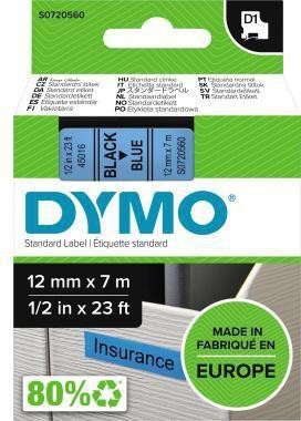 Dymo Schriftbandkassette D1 S0720560 12mmx7m sw auf bl 124112250 von Dymo