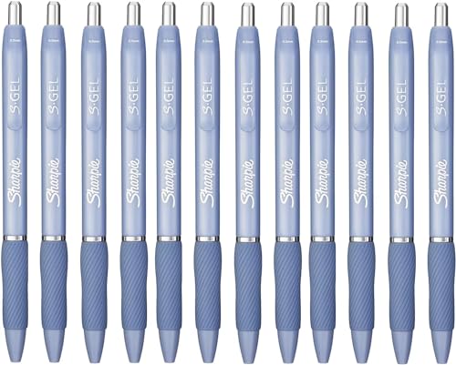 Sharpie S-Gel 0,5 mm Gelschreiber, Kunststoffkörper, schwarze Tinte in Frosty Blue, 12 Stück von Newell Brands