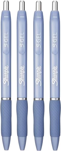 Sharpie S-Gel 0,5 mm Gelschreiber, Kunststoffkörper, schwarze Tinte in Frosty Blue, 4 Stück von Newell Brands