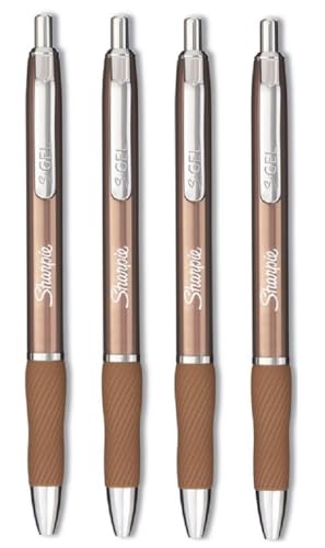 Newell Brands Sharpie S-Gel Gelschreiber, 0,5 mm, Champagnerfarben, Metall mit schwarzer Tinte, 4 Stück von Newell Brands