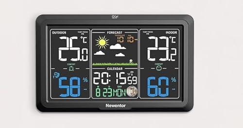 Newentor Multifunktionale Wetterstation mit Schweizer Präzisionssensor - DCF Funkuhr & Allwinkel-Display – Schwarz Newentor Multifunktionale Wetterstation mit Schweizer Präzisionssensor - DCF Funkuhr & Allwinkel-Display – Schwarz von Newentor