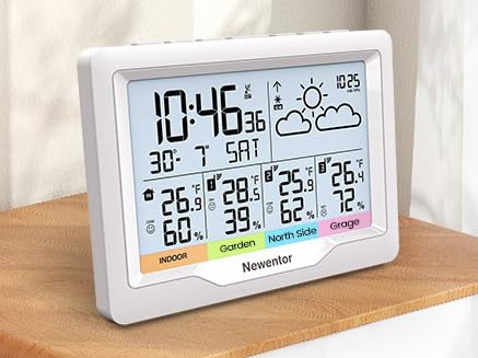 Newentor Wetterstation -Komplettes Wettermonitoring, Temperaturmessung an 3 Standorten - Weiß Newentor Wetterstation -Komplettes Wettermonitoring, Temperaturmessung an 3 Standorten - Weiß von Newentor