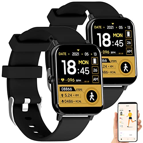 Newgen Medicals Smartwatch Herren iOS: 2er-Set ELESION-kompatible Smartwatches, Bluetooth 5, Metallgehäuse (Fitness-Uhr wasserdicht, Sport-Fitness-Uhren) von Newgen Medicals