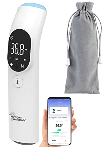 newgen medicals Infrarotthermometer: Medizinisches 3in1-Infrarot-Thermometer, App, Oberflächen-Messung (Ohrfieberthermometer, Stirnfieberthermometer, Senior Handy) von Newgen Medicals