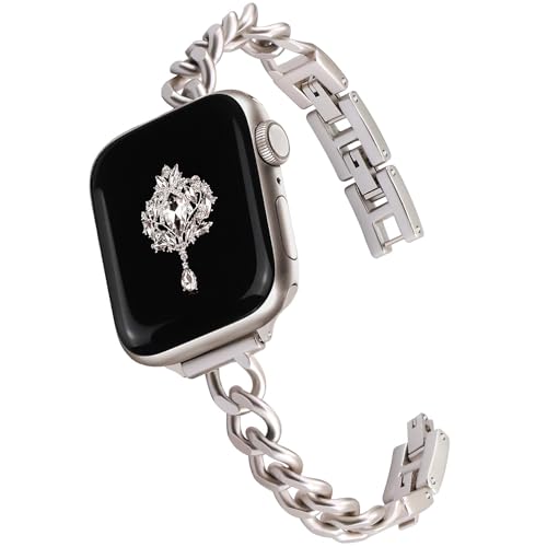 Newlibery Metall Band Polarstern Kompatibel mit Apple Watch Armband 38mm 40mm 41mm 42mm 44mm 45mm 46mm, Elegant Schlankes Einkettiges Damen Metallarmband für iWatch Series 10/9/8/7/6/5/4/3/2/1/SE Newlibery Metall Band Polarstern Kompatibel mit Apple Watch Armband 38mm 40mm 41mm 42mm 44mm 45mm 46mm, Elegant Schlankes Einkettiges Damen Metallarmband für iWatch Series 10/9/8/7/6/5/4/3/2/1/SE von Newlibery