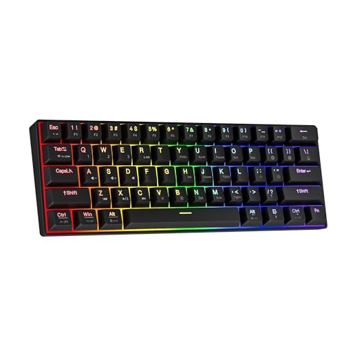 Newmen GM610 60 Prozent Tastatur kabellose mechanische Gaming-Tastatur Bluetooth NKRO mit extra Tastenkappen-Set,RGB-Hintergrundbeleuchtung Mechanical Keyboard (Schwarz/Rot Switch) von Newmen
