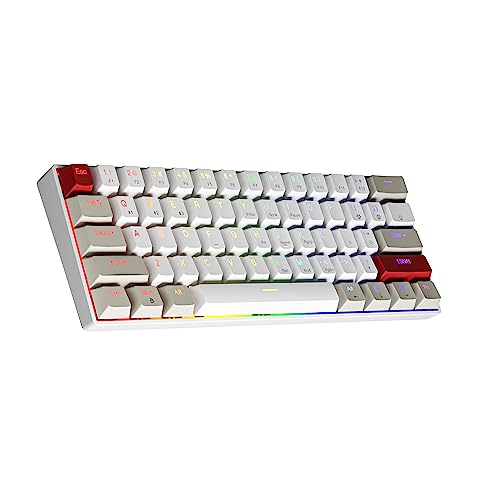 Newmen GM610 Gaming Tastatur Kabellos,60% Prozent Mechanische Bluetooth/2.4Ghz/Mit Kabel,61 Tasten RGB Beleuchtung Hot Swap Anti Ghosting TKL Mini QWERTY Keyboard für PC/Win/Mac,Rote Schalter von Newmen