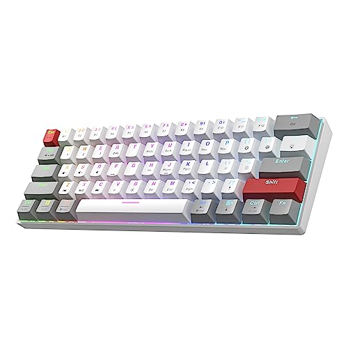 Newmen GM610Pro 60 Prozent Tastatur Mechanische Kabellose TKL Gaming Bluetooth/Type-C Aufladbar NKRO mit extra Tastenkappen-Set,RGB-Hintergrundbeleuchtung QWERTY,für Windows/Mac,Gateron Rot von Newmen