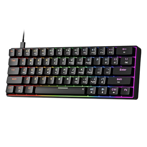 Newmen GM611 Gaming Tastatur, RGB-Beleuchtung 61 Multimedia-Tasten Kabelgebundene Mechanische Tastatur Anti-Ghosting Programmierbare Gaming Tastatur 60 Prozent für PC/Windows Gamer Blau Schalter von Newmen