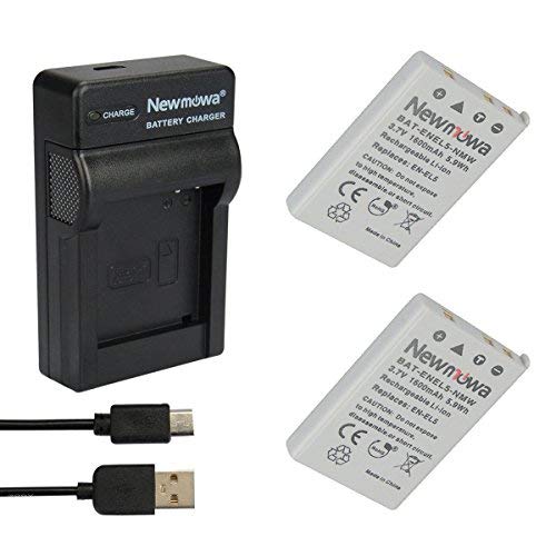 Newmowa® EN-EL5 Ersatz Akku (2er Pack) und tragbar USB-Ladegerät-Set für Nikon Coolpix P530, P520, P510, P100, P500, P5100, P5000, P6000, P90, P80 von Newmowa