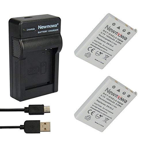 Newmowa® EN-EL5 Ersatz Akku (2er Pack) und tragbar Micro-USB-Ladegerät-Set für Nikon Coolpix P530, P520, P510, P100, P500, P5100, P5000, P6000, P90, P80 von Newmowa