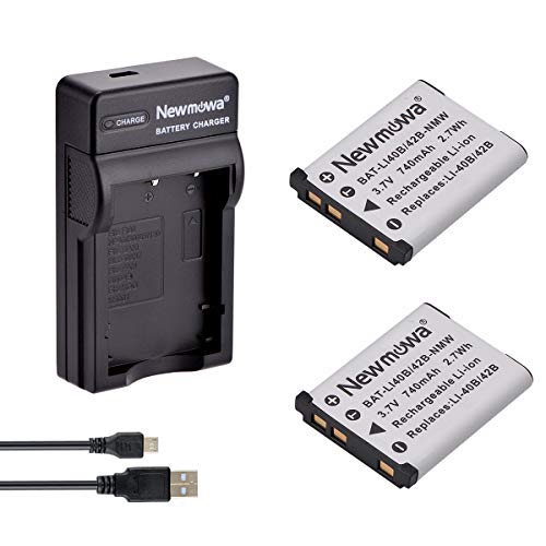 Newmowa® Li-42B Ersatz Akku (2er Pack) und tragbar Micro-USB-Ladegerät-Set für Olympus Li-42B, Li-40B and Olympus Stylus 1040, 1050W, 1060, 1070, 1200, 7000, 7010, 7020, 7030, 7040 von Newmowa